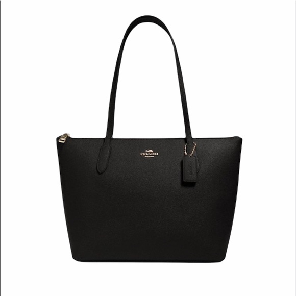Coach Zip Top Tote Shoulder Bag Black - Picture 2 of 13